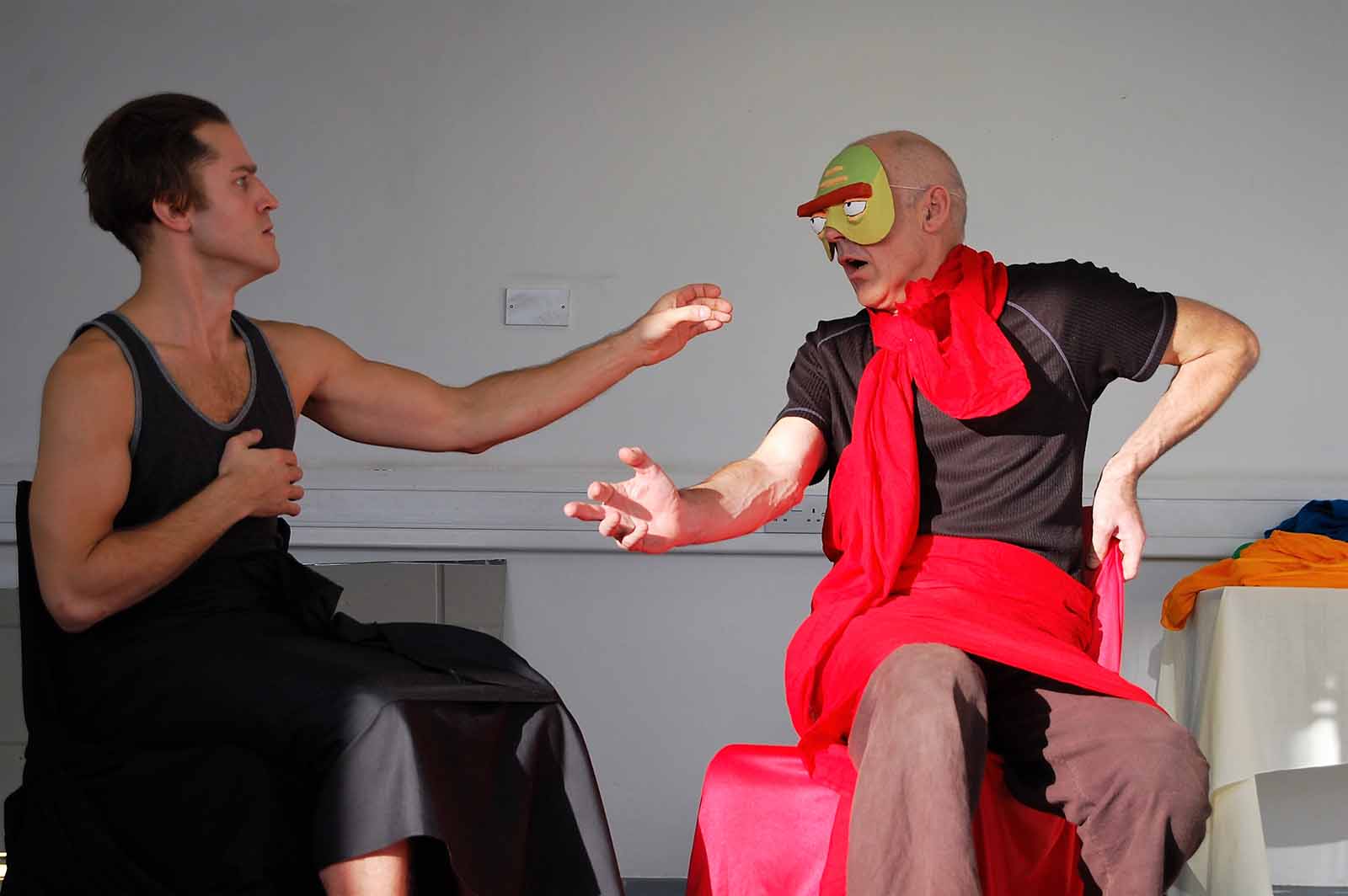 Zootrophic rehearsal, London 2016, two people in an improv scene focused on status