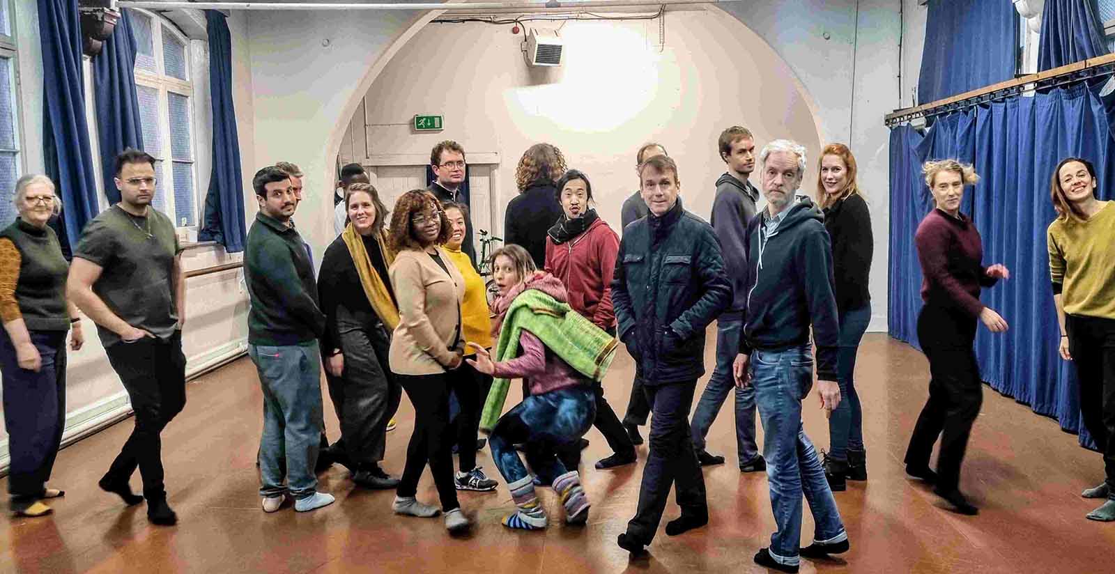 Imprology improvisation workshop, London 2016, large group of men and women